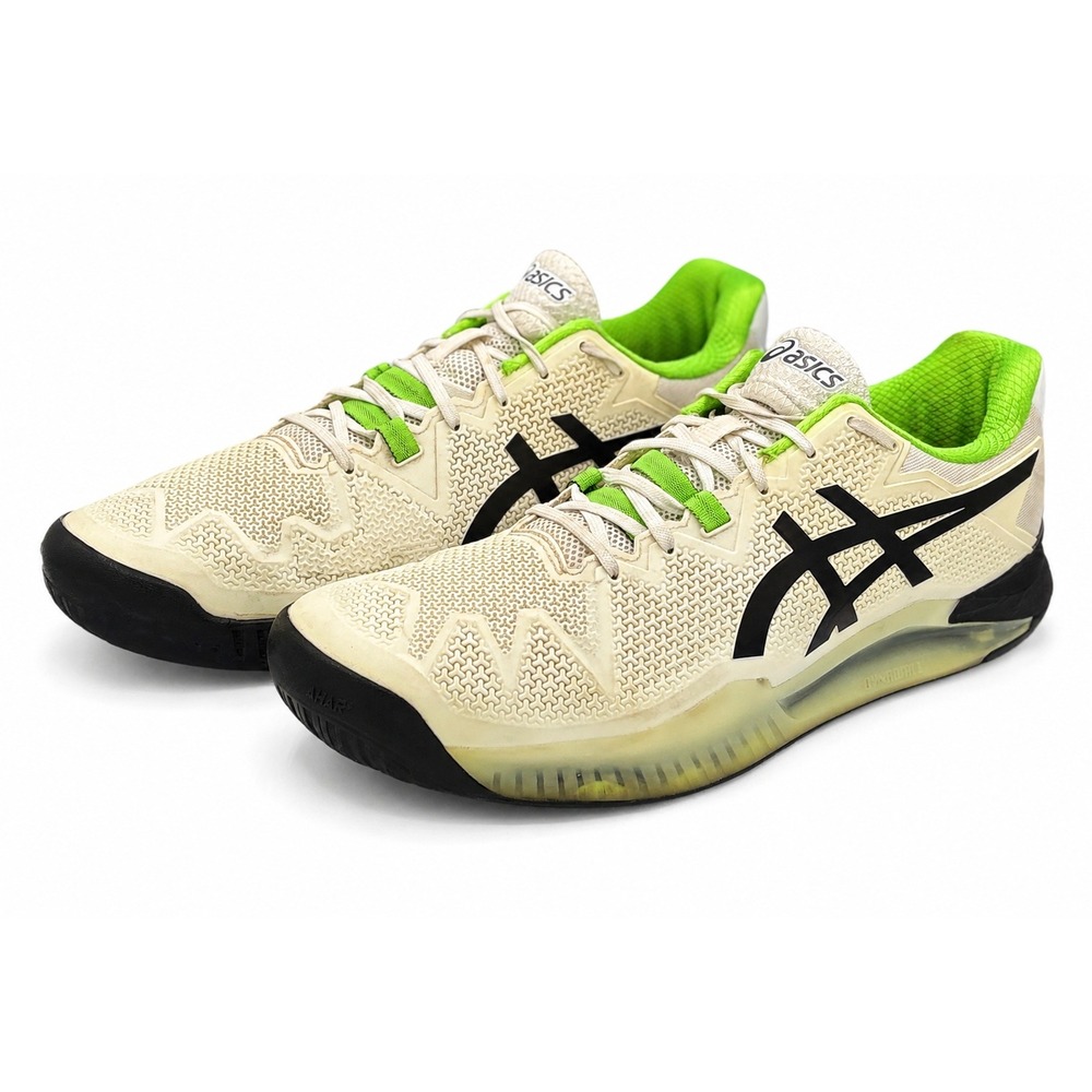 Asics Gel-Resolution 8 Men's 12 Cream Green Black Sneakers Tennis Shoes 1041A079